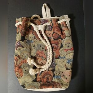 Teddy Bear Tapestry Drawstring Backpack